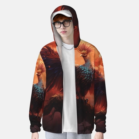 Lsque Sunset Blossoms Phoenix Perch UPF 50+ Lightweight Sun Protection Men's Women's Long Sleeve Shirt, Hoodie Performance -X-Large
