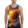 thumbnail image 1 of Lsque Sunset Coast Sunflower Pattern Mens Tank Tops Muscle Athletic Quick Dry Sleeveless Workout Fitness T Shirts Beach Tank Top, Loose-fit Sleeveless Shirt for Men-Medium, 1 of 7