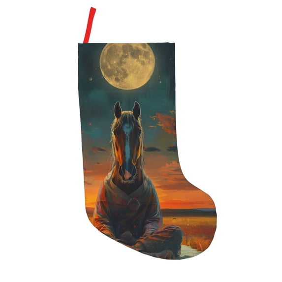 Lsque Sunset Prairie Meditating Horse Pattern 18 Inch Christmas Stockings, Festive Holiday Stocking for Christmas Decorations Holiday Decor