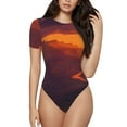 thumbnail image 1 of Lsque Sunset Valley Western Cowboy Women's Crew Neck Short Sleeve Bodysuit Basic T Shirts Tops Onesie Adult Cute Pajama-Small, 1 of 8