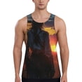 thumbnail image 1 of Lsque Sunset Western Cowgirl Pattern Mens Tank Tops Muscle Athletic Quick Dry Sleeveless Workout Fitness T Shirts Beach Tank Top, Loose-fit Sleeveless Shirt for Men-Small, 1 of 7