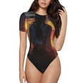 thumbnail image 1 of Lsque Sunset Western Cowgirl Women's Crew Neck Short Sleeve Bodysuit Basic T Shirts Tops Onesie Adult Cute Pajama-Large, 1 of 8
