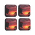 thumbnail image 1 of Lsque Sunset Western Desert Cowboy Pattern 4" Drink Coasters Set of 4, PVC Leather Absorbent Coasters, Table Coaster Set Decorative Coffee Cup Coasters Housewarming Gift -Square, 1 of 6