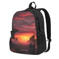 thumbnail image 1 of Lsque Sunset Western Desert Cowboy Pattern Adult Backpack – Durable & Lightweight PU Canvas Storage Bag , 15” Laptop Compartment, and Multiple Pockets, 1 of 7