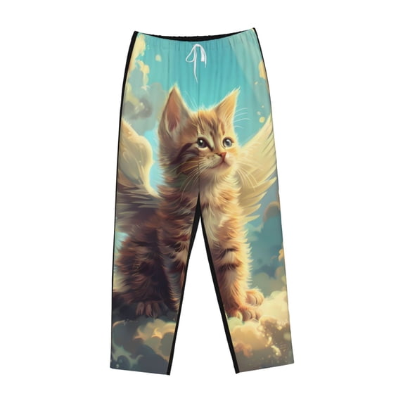 Lsque Sunshine Cloud Cute Cat Print Women's Pajama Pants, Lounge Pant - Comfortable Home Wear,Elastic Waistband, Stylish Design-XX-Large