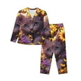 thumbnail image 1 of Lsque Sunshine Cute Cat Sunflower Pattern Long Sleeve Pajama Set for Women - Soft 2-Piece Sleepwear and Loungewear Set with Pockets, Comfy Nightwear-Medium, 1 of 7