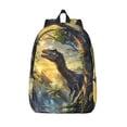 thumbnail image 1 of Lsque Sunshine Jungle Dinosaur Pattern Canvas Daypack, Durable Backpack, High-quality Versatile Backpack,Vintage Compact Backpack-Small, 1 of 6