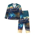 thumbnail image 1 of Lsque Sunshine Underwater Sand Turtle Pattern Long Sleeve Pajama Set for Women - Soft 2-Piece Sleepwear and Loungewear Set with Pockets, Comfy Nightwear-X-Large, 1 of 7