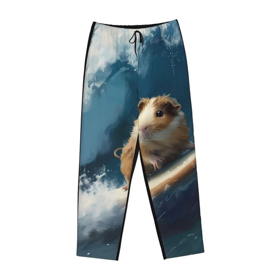 Lsque Surfing Guinea Pig Print Women's Pajama Pants, Lounge Pant - Comfortable Home Wear,Elastic Waistband, Stylish Design-Large