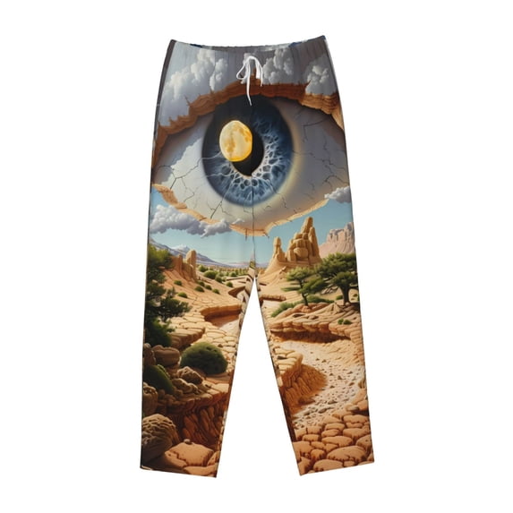 Lsque Surreal Desert Eye Landscape Print Women's Pajama Pants, Lounge Pant - Comfortable Home Wear,Elastic Waistband, Stylish Design-Medium