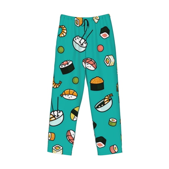Lsque Sushi Print Men's Pajama Pants, Lounge Pant - Comfortable Home Wear,Elastic Waistband, Stylish Design-Large