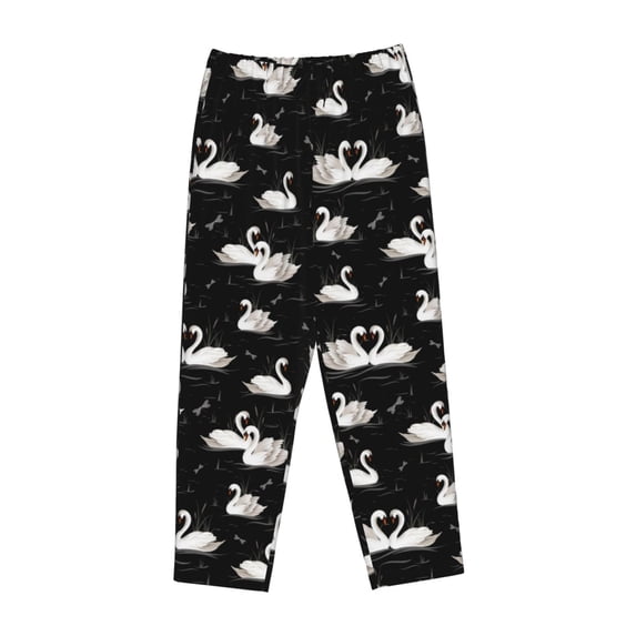 Lsque Swan And Dragonflies Print Women's Pajama Pants, Lounge Pant - Comfortable Home Wear,Elastic Waistband, Stylish Design-XX-Large
