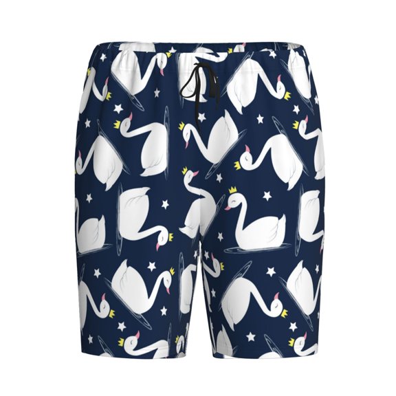 Lsque Swan Mens Sleep Pajama Shorts,Short Pajama Pants, Cotton Ultra-Soft Knit-Large