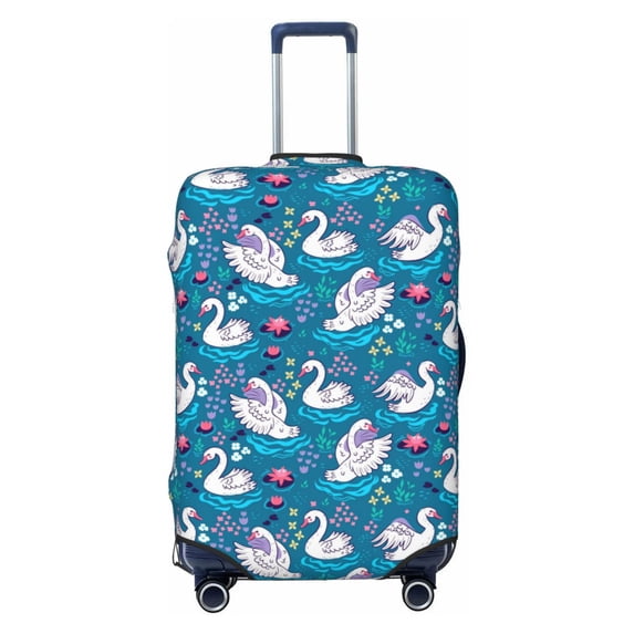 Lsque Swan On The Pond Printed Luggage Cover, Travel Luggage Protector,Scratch and Dirt Resistant, Fits 18-32 Inch Luggage - Small
