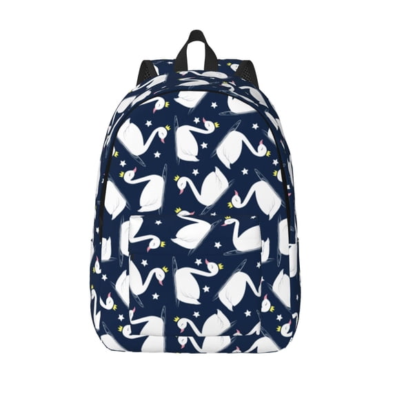Lsque Swan Pattern Canvas Daypack, Durable Backpack, High-quality Versatile Backpack,Vintage Compact Backpack-Small