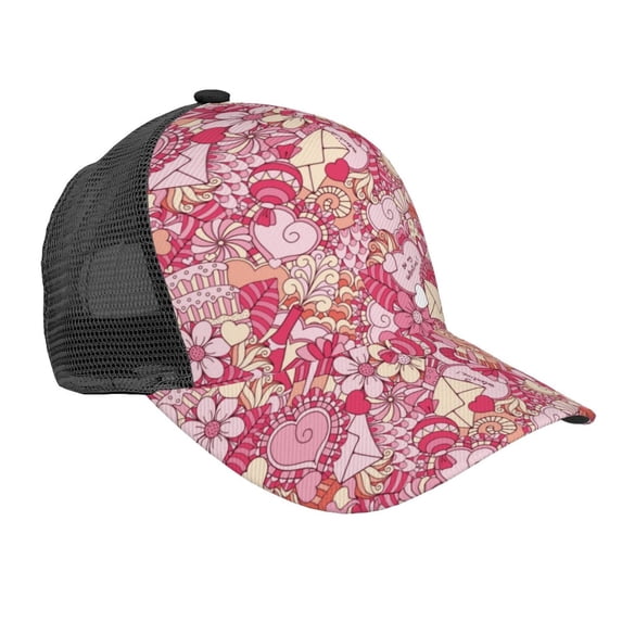 Lsque Sweet Printed Trucker Hat - Baseball Cap for Men Women - Breathable Mesh Side, Adjustable Fit - for Casual Wear