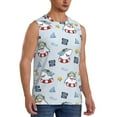 thumbnail image 1 of Lsque Swimming Shark Print Men's Cotton Blend Sleeveless Muscle Shirts (S-3XL)- Moisture Wicking, Odor Protection, UPF 30+,Small, 1 of 8