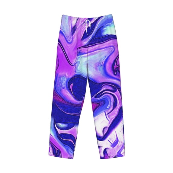 Lsque Swirl Print Blue Purple1 Print Men's Pajama Pants, Lounge Pant - Comfortable Home Wear,Elastic Waistband, Stylish Design-Medium