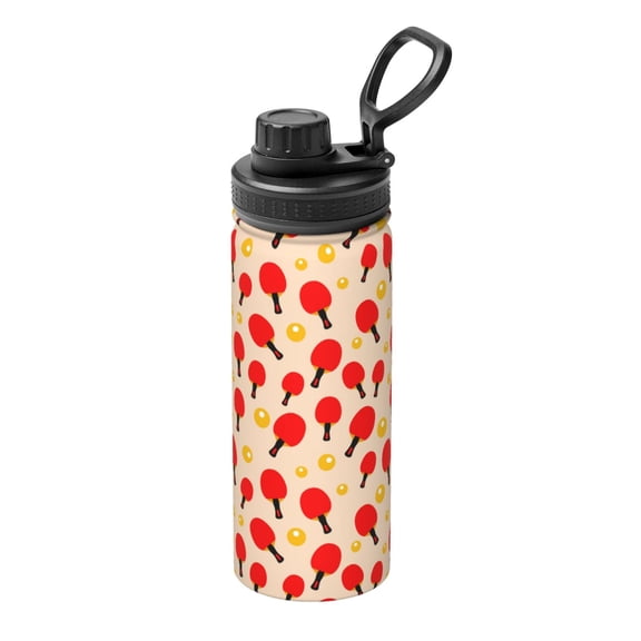 Lsque Table Tennis Rackets 1 Pattern Water Bottle,18oz Sports Insulated Kettle for Cycling Gym Basketball Outdoor, Suitable as a Present