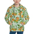 thumbnail image 1 of Lsque Tangerine Patten Youth Hoodie Sweatshirt Pullover with Kangaroo Pocket Boys and Girls Hoodie Warm Hoodie for Kids-Small, 1 of 6