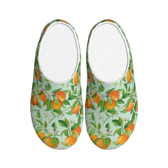 Lsque Tangerine Pattern Womens Comfort Cotton on Scuff With Memory Foam and Anti-skid Sole Slipper-37/38