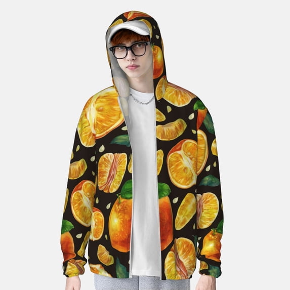 Lsque Tangerine UPF 50+ Lightweight Sun Protection Men's Women's Long Sleeve Shirt, Hoodie Performance -Medium