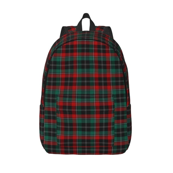 Lsque Tartan Plaid Pattern Canvas Daypack, Durable Backpack, High-quality Versatile Backpack,Vintage Compact Backpack-Medium