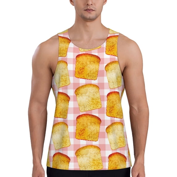 Lsque Tasty Toasts Pattern Mens Tank Tops Muscle Athletic Quick Dry Sleeveless Workout Fitness T Shirts Beach Tank Top, Loose-fit Sleeveless Shirt for Men-3X-Large