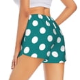 thumbnail image 1 of Lsque Teal And White Polka Dot Printed Women's Running Shorts with Liner Pockets,Elastic Quick Dry Workout Athletic Gym Yoga Shorts,Womens High Waist Shorts-Large, 1 of 9