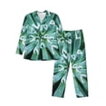 thumbnail image 1 of Lsque Teal Cactus Pattern Long Sleeve Pajama Set for Men - Soft 2-Piece Sleepwear and Loungewear Set with Pockets, Comfy Nightwear-XX-Large, 1 of 7