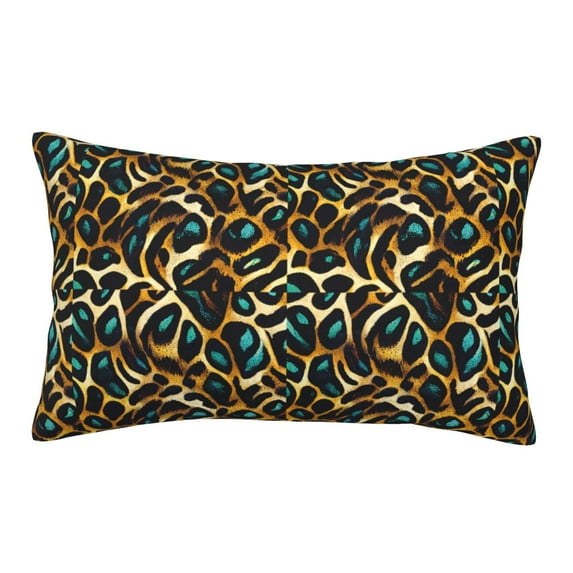 Lsque Teal Leopard Pattern Pillow Case – Soft & Cozy Throw Pillow Cover, Hypoallergenic Cushion Case for Sleeping Women with Envelope Closure-16"x24"