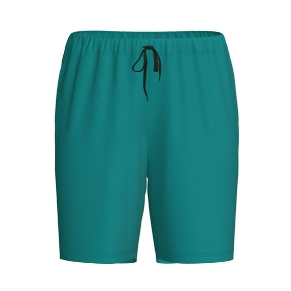 Lsque Teal Mens Sleep Pajama Shorts,Short Pajama Pants, Cotton Ultra-Soft Knit-Small