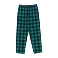 thumbnail image 1 of Lsque Teal On Black Plaid Print Women's Pajama Pants, Lounge Pant - Comfortable Home Wear,Elastic Waistband, Stylish Design-Large, 1 of 9