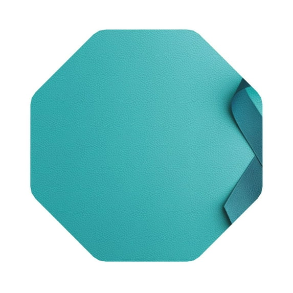 Lsque a Teal Ribbonin Pattern 4" Drink Coasters Set of 6, Leather Absorbent Coasters, Table Coaster Set Decorative Coffee Cup Coasters Housewarming Gift,Octagon