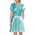 thumbnail image 1 of Lsque Teal Turquoise 1 Print Women's Casual Dress T-Shirt Summer Short Sleeve Scoop Neck Swing Dresses, 1 of 6