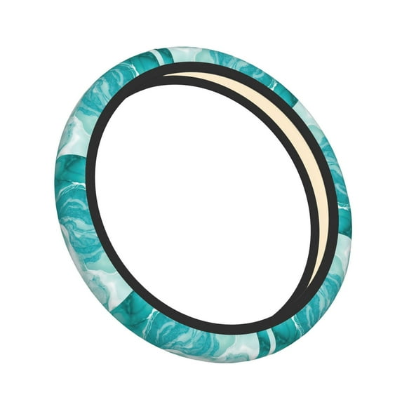 Lsque Teal Turquoise 1 Ultra Soft Car Steering Wheel Cover for Women, Standard 15 inch Size for Truck Van SUV Auto