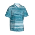 thumbnail image 1 of Lsque Teal Turquoise Fluid Stripes pattern Hawaiian Shirt for Men, Unisex Summer Beach Casual Short Sleeve Button Down Shirts-Medium, 1 of 9
