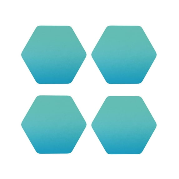 Lsque Teal Turquoise Pattern 4" Drink Coasters Set of 4, PVC Leather Absorbent Coasters, Table Coaster Set Decorative Coffee Cup Coasters Housewarming Gift -Hexagon
