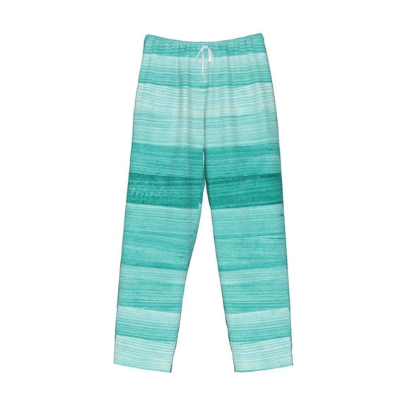 Lsque Teal Turquoise Print Men's Pajama Pants, Lounge Pant - Comfortable Home Wear,Elastic Waistband, Stylish Design-Large
