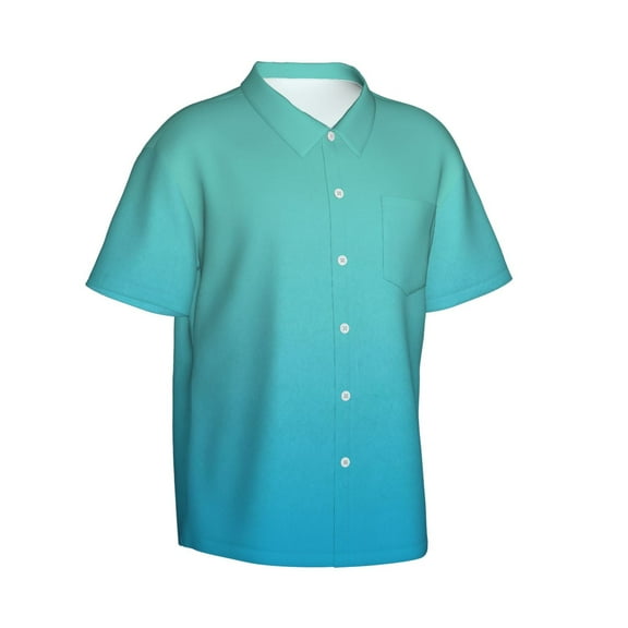 Lsque Teal Turquoise pattern Hawaiian Shirt for Men, Unisex Summer Beach Casual Short Sleeve Button Down Shirts-XX-Large