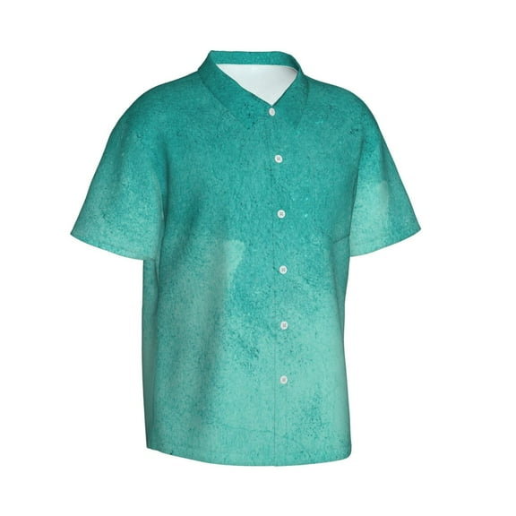 Lsque Teal Turquoise1 pattern Hawaiian Shirt for Men, Unisex Summer Beach Casual Short Sleeve Button Down Shirts-X-Large