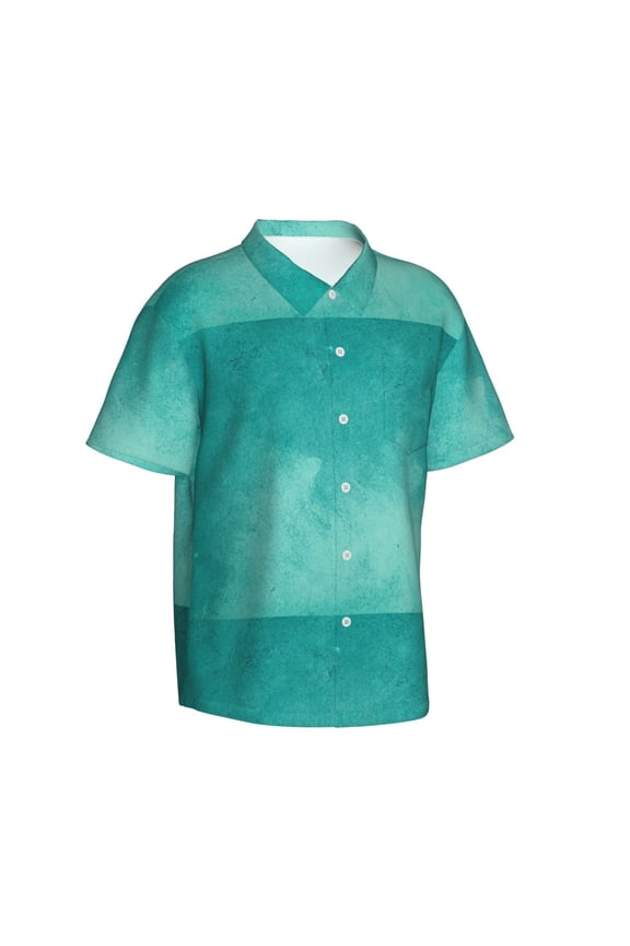 Teal Turquoise1 pattern Hawaiian Shirt for Men, Unisex Summer Beach Casual Short Sleeve Button Down Shirts-XX-Large