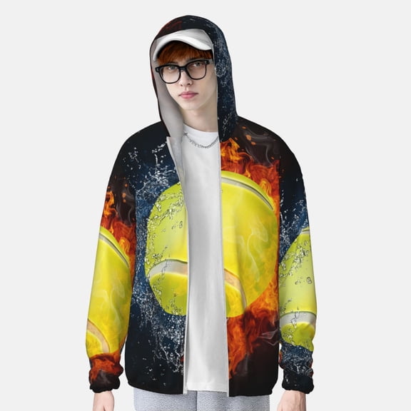 Lsque Tennis Ball In Fire And Water UPF 50  Lightweight Sun Protection Men's Women's Long Sleeve Shirt, Hoodie Performance -Medium