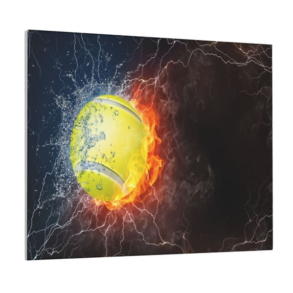 Lsque Tennis Ball On Fire And Water Print Wall Art – Decorative Picture for Living Room, Bedroom, and Office (Horizontal)