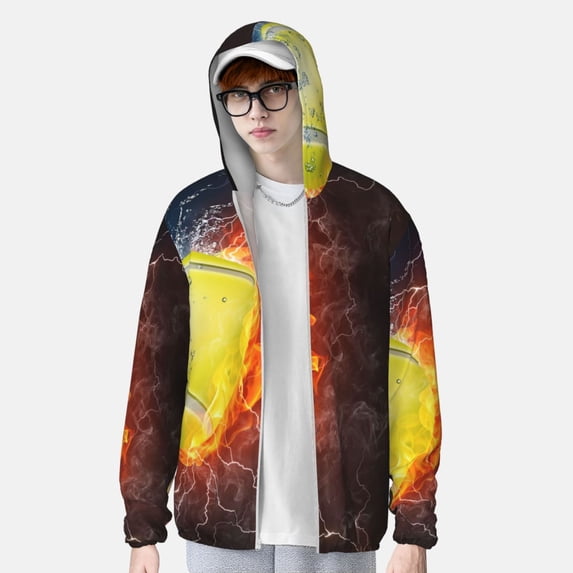 Lsque Tennis Ball On Fire And Water UPF 50+ Lightweight Sun Protection Men's Women's Long Sleeve Shirt, Hoodie Performance -XX-Large