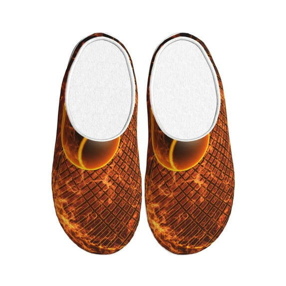 Lsque Tennis Racket In Fire Pattern Womens Comfort Cotton on Scuff With Memory Foam and Anti-skid Sole Slipper-35/36