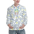 thumbnail image 1 of Lsque Tennis Rackets And Balls Pattern Casual Women's Hoodie,Hooded Sweatshirt with Kangaroo Pocket,Pullover Hoodie with Eye-catching Drawstrings-Small, 1 of 7