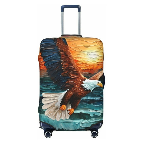 Lsque Textured Bald Eagle Printed Luggage Cover, Travel Luggage Protector,Scratch and Dirt Resistant, Fits 18-32 Inch Luggage - Medium