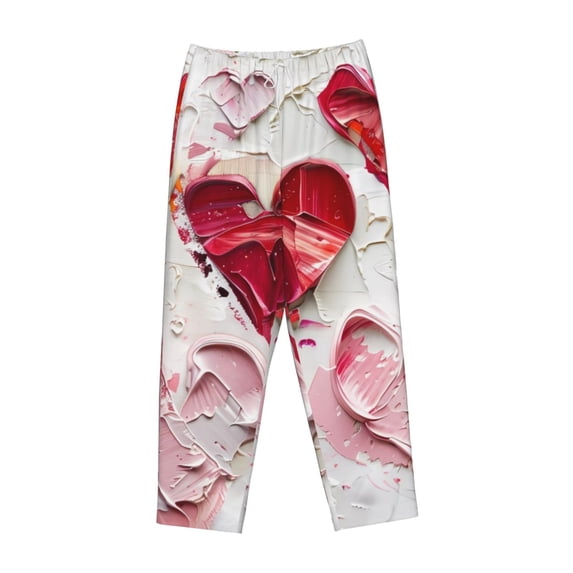 Lsque Textured Heart Abstract Art Print Women's Pajama Pants, Lounge Pant - Comfortable Home Wear,Elastic Waistband, Stylish Design-XX-Large