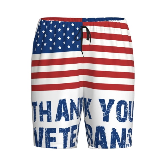 Lsque Thank You Veterans Mens Sleep Pajama Shorts,Short Pajama Pants, Cotton Ultra-Soft Knit-Large